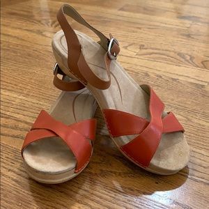 Dansko leather burnt orange and brown sandals